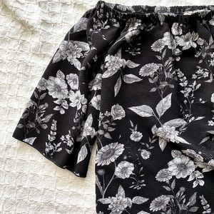 Ambiance Black & White Floral, Off Shoulder Top